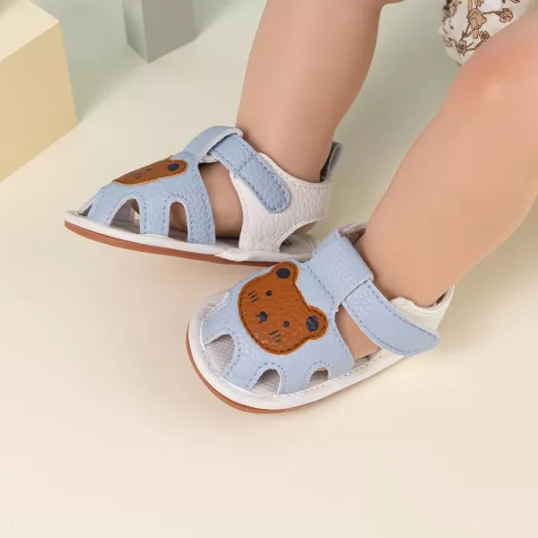 Meckior Baby Infant Boy Girl Sandals Newborn NonSlip Soft Rubber Sole Sandals for Baby Boys OpenToe Outdoor Casual Summer First Walkers ShoesD10Light Blue