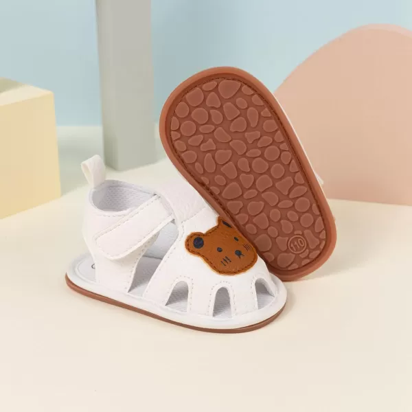 Meckior Baby Infant Boy Girl Sandals Newborn NonSlip Soft Rubber Sole Sandals for Baby Boys OpenToe Outdoor Casual Summer First Walkers ShoesD10White