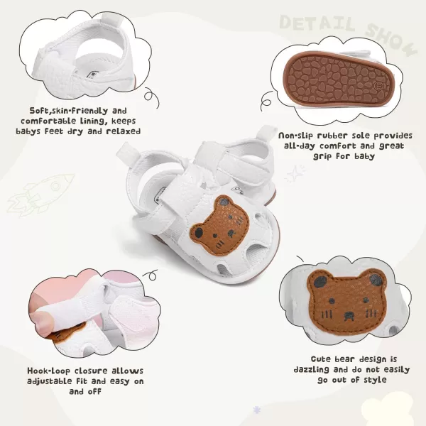 Meckior Baby Infant Boy Girl Sandals Newborn NonSlip Soft Rubber Sole Sandals for Baby Boys OpenToe Outdoor Casual Summer First Walkers ShoesD10White