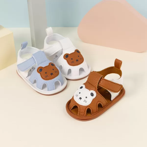 Meckior Baby Infant Boy Girl Sandals Newborn NonSlip Soft Rubber Sole Sandals for Baby Boys OpenToe Outdoor Casual Summer First Walkers ShoesD10White