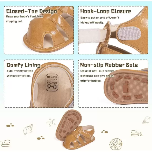 Meckior Baby Infant Boy Girl Sandals Newborn NonSlip Soft Rubber Sole Sandals for Baby Boys OpenToe Outdoor Casual Summer First Walkers ShoesDApricot
