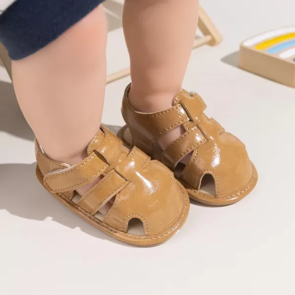 Meckior Baby Infant Boy Girl Sandals Newborn NonSlip Soft Rubber Sole Sandals for Baby Boys OpenToe Outdoor Casual Summer First Walkers ShoesDApricot
