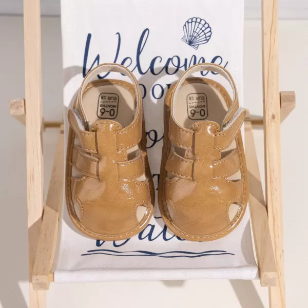 Meckior Baby Infant Boy Girl Sandals Newborn NonSlip Soft Rubber Sole Sandals for Baby Boys OpenToe Outdoor Casual Summer First Walkers ShoesDApricot