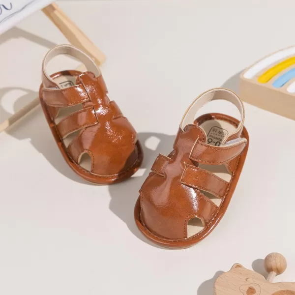 Meckior Baby Infant Boy Girl Sandals Newborn NonSlip Soft Rubber Sole Sandals for Baby Boys OpenToe Outdoor Casual Summer First Walkers ShoesDBrown