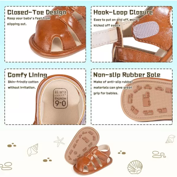 Meckior Baby Infant Boy Girl Sandals Newborn NonSlip Soft Rubber Sole Sandals for Baby Boys OpenToe Outdoor Casual Summer First Walkers ShoesDBrown