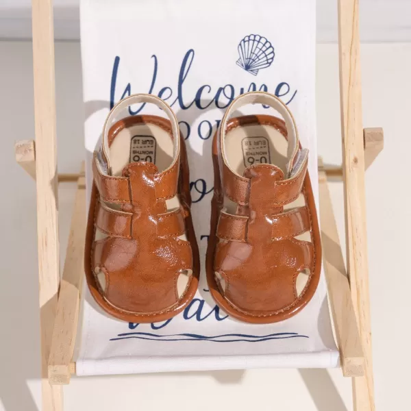Meckior Baby Infant Boy Girl Sandals Newborn NonSlip Soft Rubber Sole Sandals for Baby Boys OpenToe Outdoor Casual Summer First Walkers ShoesDBrown