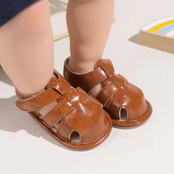 Meckior Baby Infant Boy Girl Sandals Newborn NonSlip Soft Rubber Sole Sandals for Baby Boys OpenToe Outdoor Casual Summer First Walkers ShoesDBrown