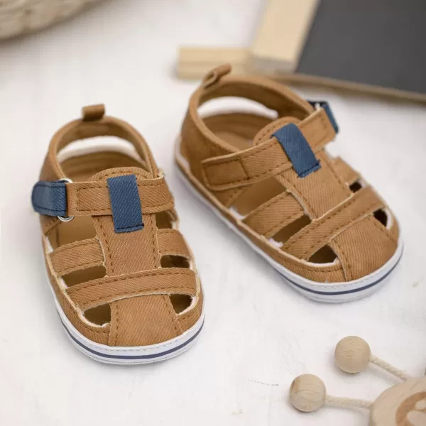 Meckior Baby Infant Boy Girl Sandals Newborn NonSlip Soft Rubber Sole Sandals for Baby Boys OpenToe Outdoor Casual Summer First Walkers ShoesE01Brown