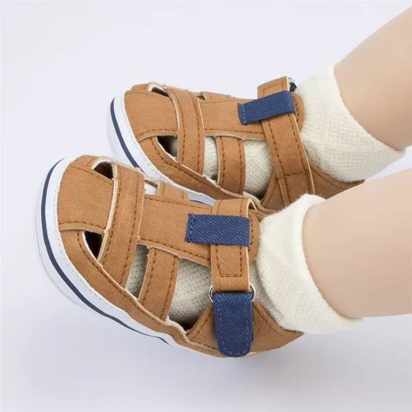 Meckior Baby Infant Boy Girl Sandals Newborn NonSlip Soft Rubber Sole Sandals for Baby Boys OpenToe Outdoor Casual Summer First Walkers ShoesE01Brown