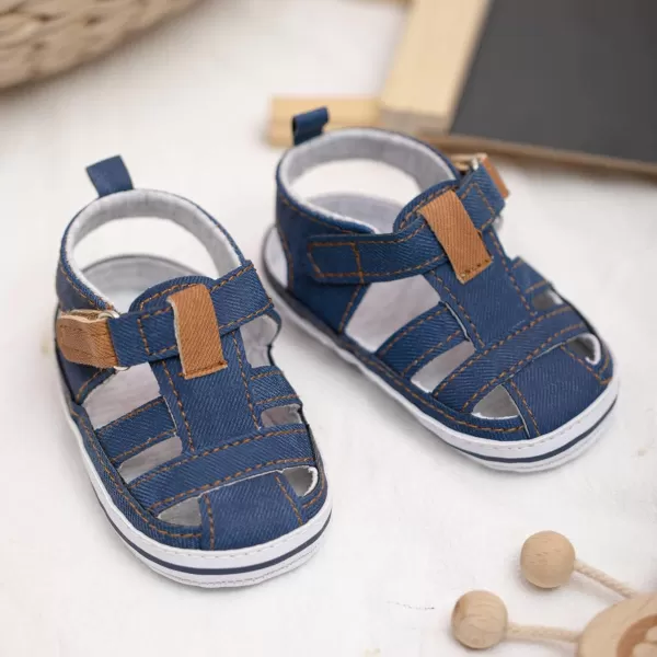 Meckior Baby Infant Boy Girl Sandals Newborn NonSlip Soft Rubber Sole Sandals for Baby Boys OpenToe Outdoor Casual Summer First Walkers ShoesE01Deep Blue