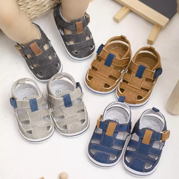 Meckior Baby Infant Boy Girl Sandals Newborn NonSlip Soft Rubber Sole Sandals for Baby Boys OpenToe Outdoor Casual Summer First Walkers ShoesE01Deep Blue