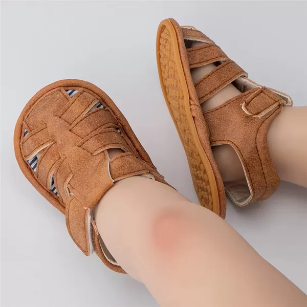 Meckior Baby Infant Boy Girl Sandals Newborn NonSlip Soft Rubber Sole Sandals for Baby Boys OpenToe Outdoor Casual Summer First Walkers ShoesF01Brown