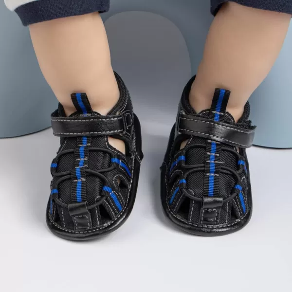 Meckior Baby Infant Boy Girl Sandals Newborn NonSlip Soft Rubber Sole Sandals for Baby Boys OpenToe Outdoor Casual Summer First Walkers ShoesG01Black