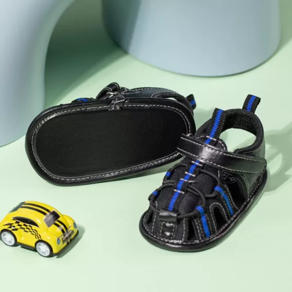 Meckior Baby Infant Boy Girl Sandals Newborn NonSlip Soft Rubber Sole Sandals for Baby Boys OpenToe Outdoor Casual Summer First Walkers ShoesG01Black