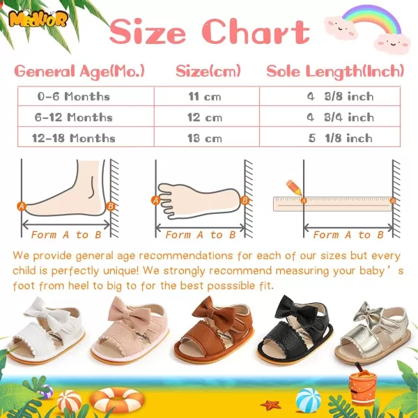 Meckior Baby Toddler Infant Girls PU Leather Soft Open Toe Summer Sandals Flower Princess Flat Shoes