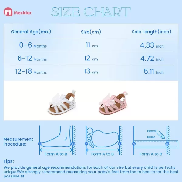 Meckior Baby Toddler Infant Girls PU Leather Soft Open Toe Summer Sandals Flower Princess Flat ShoesA20White