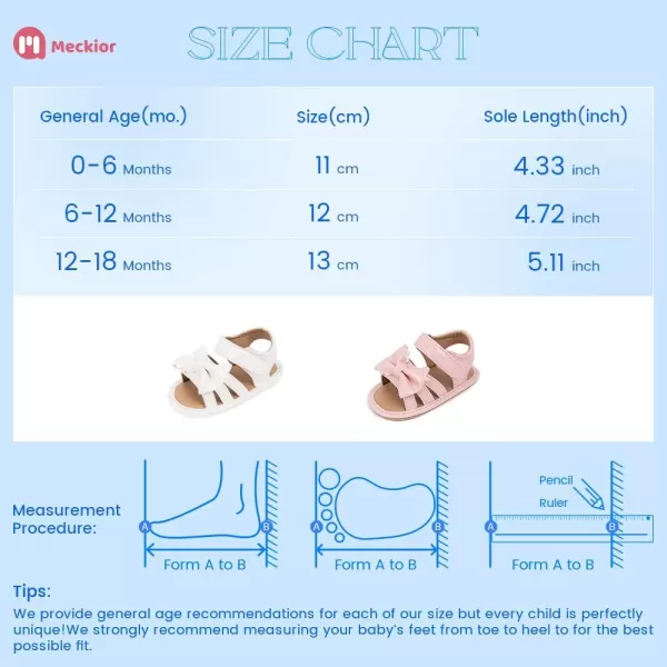Meckior Baby Toddler Infant Girls PU Leather Soft Open Toe Summer Sandals Flower Princess Flat ShoesA40White
