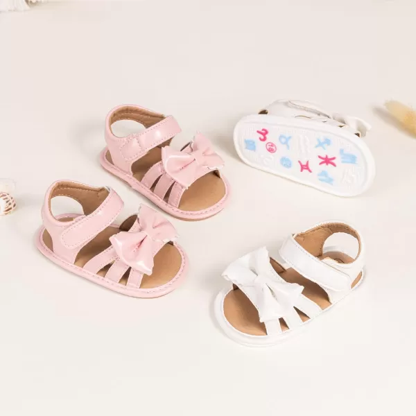Meckior Baby Toddler Infant Girls PU Leather Soft Open Toe Summer Sandals Flower Princess Flat ShoesA40White