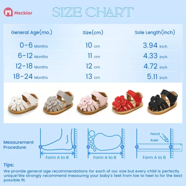 Meckior Baby Toddler Infant Girls PU Leather Soft Open Toe Summer Sandals Flower Princess Flat ShoesAWhite