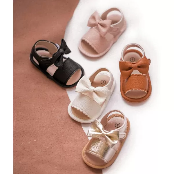 Meckior Baby Toddler Infant Girls PU Leather Soft Open Toe Summer Sandals Flower Princess Flat ShoesB01Brown