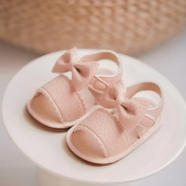 Meckior Baby Toddler Infant Girls PU Leather Soft Open Toe Summer Sandals Flower Princess Flat ShoesB01Pink