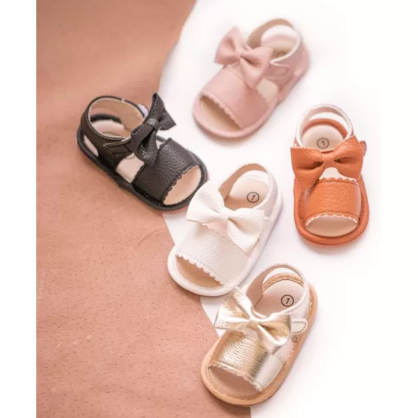 Meckior Baby Toddler Infant Girls PU Leather Soft Open Toe Summer Sandals Flower Princess Flat ShoesB01Pink