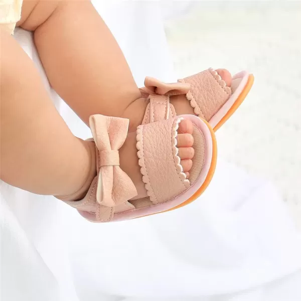 Meckior Baby Toddler Infant Girls PU Leather Soft Open Toe Summer Sandals Flower Princess Flat ShoesB01Pink