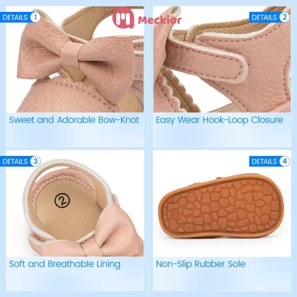 Meckior Baby Toddler Infant Girls PU Leather Soft Open Toe Summer Sandals Flower Princess Flat ShoesB01Pink