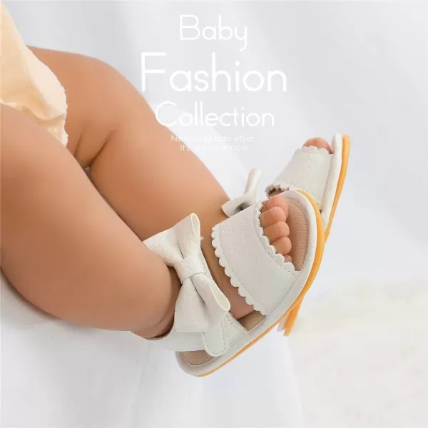 Meckior Baby Toddler Infant Girls PU Leather Soft Open Toe Summer Sandals Flower Princess Flat ShoesB01White