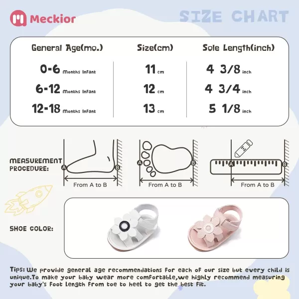 Meckior Baby Toddler Infant Girls PU Leather Soft Open Toe Summer Sandals Flower Princess Flat ShoesB03White