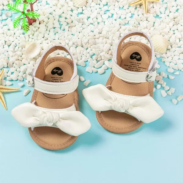 Meckior Baby Toddler Infant Girls PU Leather Soft Open Toe Summer Sandals Flower Princess Flat ShoesB05White