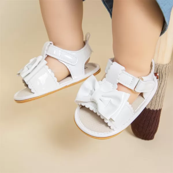 Meckior Baby Toddler Infant Girls PU Leather Soft Open Toe Summer Sandals Flower Princess Flat ShoesB06White