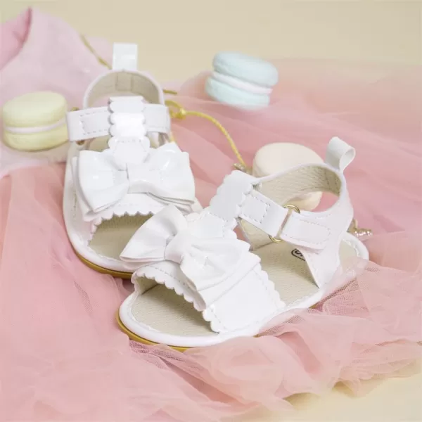 Meckior Baby Toddler Infant Girls PU Leather Soft Open Toe Summer Sandals Flower Princess Flat ShoesB06White
