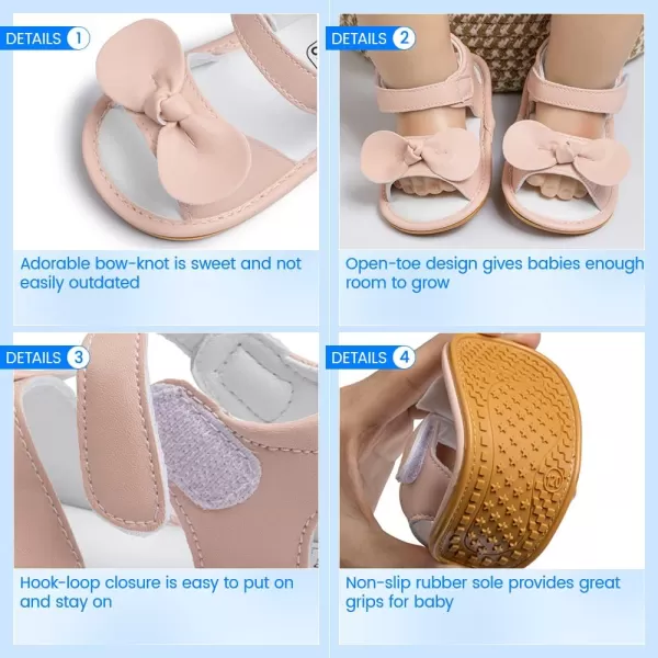 Meckior Baby Toddler Infant Girls PU Leather Soft Open Toe Summer Sandals Flower Princess Flat ShoesB11Pink