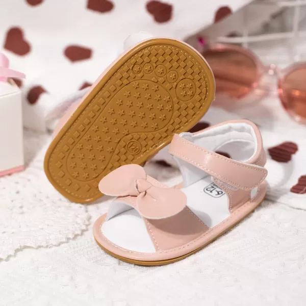 Meckior Baby Toddler Infant Girls PU Leather Soft Open Toe Summer Sandals Flower Princess Flat ShoesB11Pink