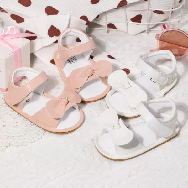 Meckior Baby Toddler Infant Girls PU Leather Soft Open Toe Summer Sandals Flower Princess Flat ShoesB11White