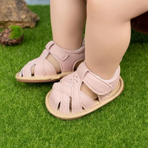 Meckior Baby Toddler Infant Girls PU Leather Soft Open Toe Summer Sandals Flower Princess Flat ShoesZ01Pink