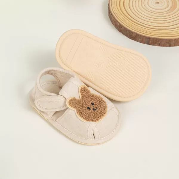 Meckior Baby Toddler Infant Girls PU Leather Soft Open Toe Summer Sandals Flower Princess Flat ShoesZ12Beige With Rabbit