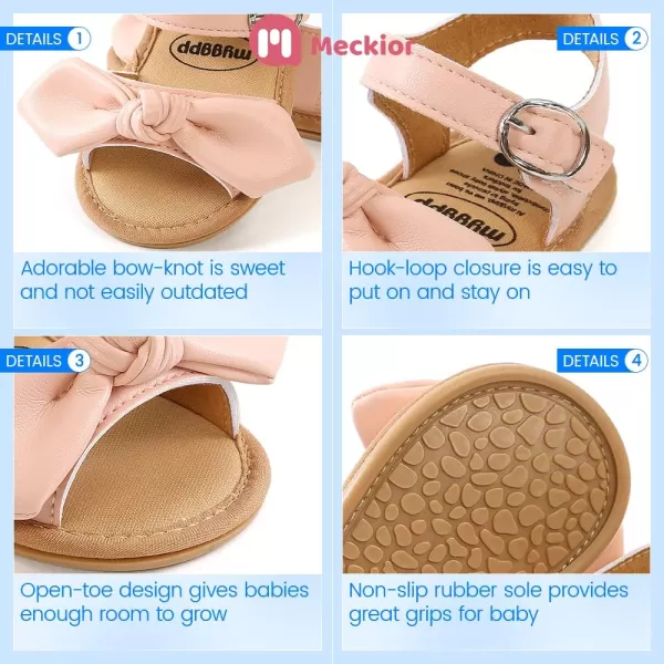 Meckior Baby Toddler Infant Girls PU Leather Soft Open Toe Summer Sandals Flower Princess Flat ShoesZ13Pink