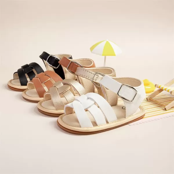 Meckior Baby Toddler Infant Girls PU Leather Soft Open Toe Summer Sandals Flower Princess Flat ShoesZ14Black