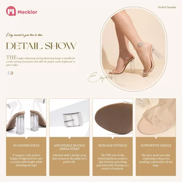 Meckior HiChunk Heels for Women Dressy Sandals Block Chunky Platform High Heel Pump Sandals Open Toe Wedding Party Evening Prom Ankle Strap Dress Sandals ShoesA01Nude