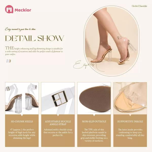 Meckior HiChunk Heels for Women Dressy Sandals Block Chunky Platform High Heel Pump Sandals Open Toe Wedding Party Evening Prom Ankle Strap Dress Sandals ShoesA01Gold