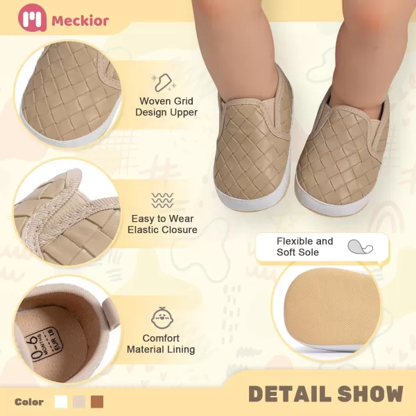 Meckior Infant Baby Girls Boys Canvas Shoes Soft Sole Toddler Slip On Newborn Crib Moccasins Casual Sneaker Austin Boys Flat Lazy Loafers First Walkers Skate ShoeB01Beige