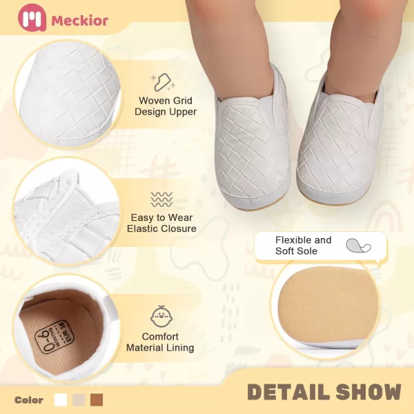 Meckior Infant Baby Girls Boys Canvas Shoes Soft Sole Toddler Slip On Newborn Crib Moccasins Casual Sneaker Austin Boys Flat Lazy Loafers First Walkers Skate ShoeB01White
