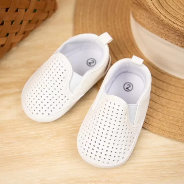 Meckior Infant Baby Girls Boys Canvas Shoes Soft Sole Toddler Slip On Newborn Crib Moccasins Casual Sneaker Austin Boys Flat Lazy Loafers First Walkers Skate ShoeG10White