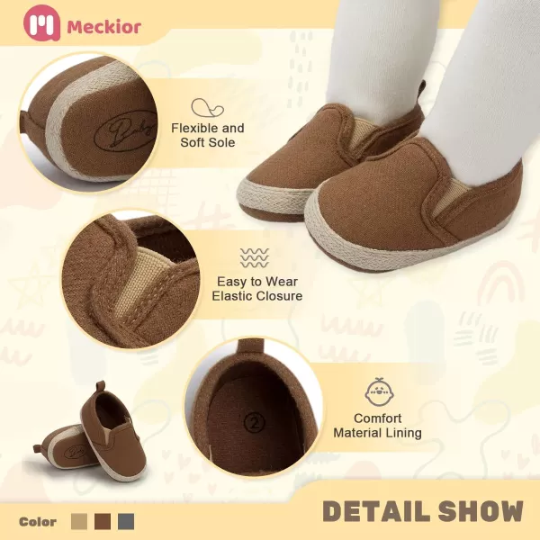 Meckior Infant Baby Girls Boys Canvas Shoes Soft Sole Toddler Slip On Newborn Crib Moccasins Casual Sneaker Austin Boys Flat Lazy Loafers First Walkers Skate ShoeE01Deep Coffee