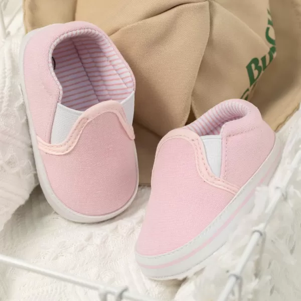 Meckior Infant Baby Girls Boys Canvas Shoes Soft Sole Toddler Slip On Newborn Crib Moccasins Casual Sneaker Austin Boys Flat Lazy Loafers First Walkers Skate ShoeD20Pink