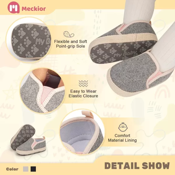 Meckior Infant Baby Girls Boys Canvas Shoes Soft Sole Toddler Slip On Newborn Crib Moccasins Casual Sneaker Austin Boys Flat Lazy Loafers First Walkers Skate ShoeZ01Gray