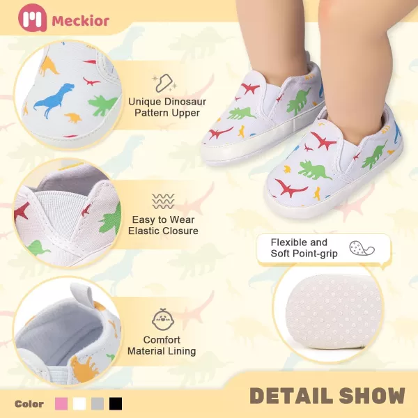 Meckior Infant Baby Girls Boys Canvas Shoes Soft Sole Toddler Slip On Newborn Crib Moccasins Casual Sneaker Austin Boys Flat Lazy Loafers First Walkers Skate ShoeD01White