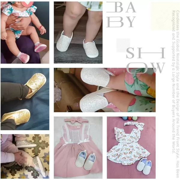 Meckior Infant Baby Girls Boys Canvas Shoes Soft Sole Toddler Slip On Newborn Crib Moccasins Casual Sneaker Austin Boys Flat Lazy Loafers First Walkers Skate ShoeA01Sequin White
